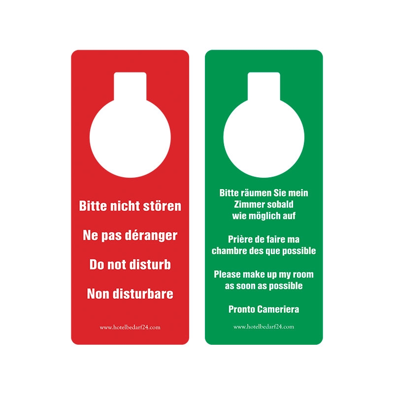 4 Leder-Türanhänger Für Hotel & Büro – Beidseitig 'Bitte Nicht Stören' / 'Zimmer Reinigen', 24 X 8 Cm